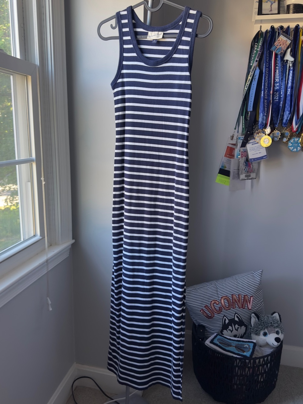 Universal Thread Navy and White Striped Sleeveless Maxi Dress